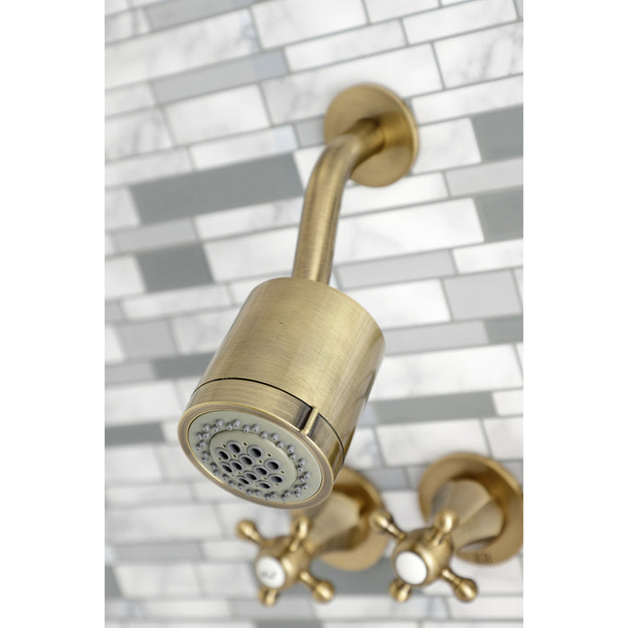 Kingston Tulare KBX8133BX - Metropolitan Triple-Handle Tub and Shower Faucet, Antique Brass