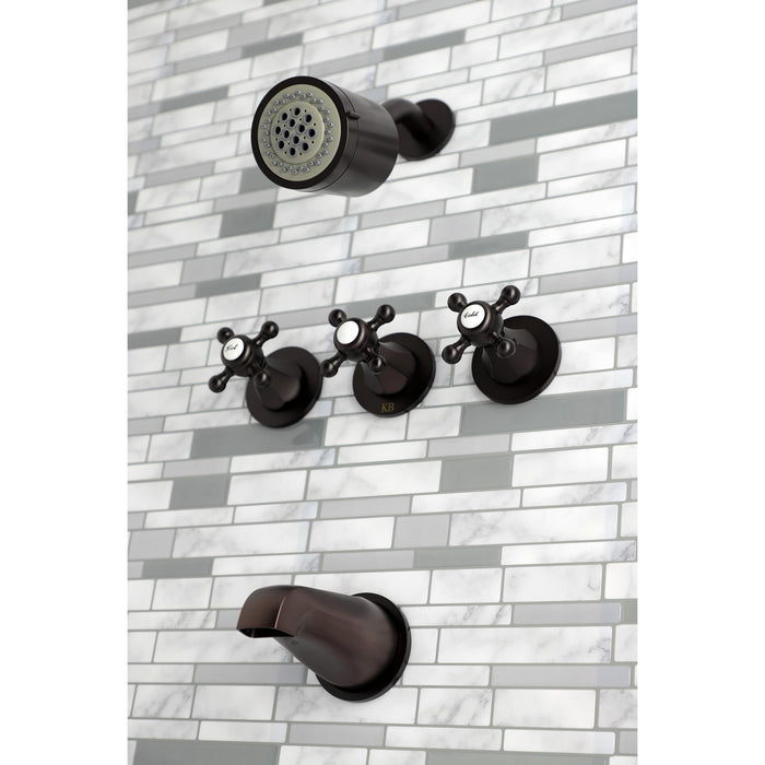 Kingston Tulare KBX8135BX - Metropolitan Triple-Handle Tub and Shower Faucet, Oil Rubbed Bronze