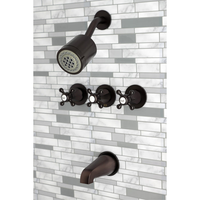 Kingston Tulare KBX8135BX - Metropolitan Triple-Handle Tub and Shower Faucet, Oil Rubbed Bronze