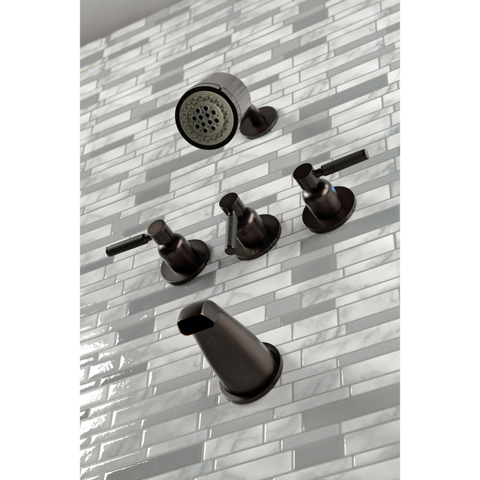 Kingston Sona KBX8135DKL - Kaiser Triple-Handle Tub and Shower Faucet, Oil Rubbed Bronze