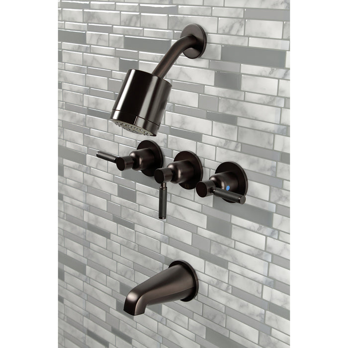 Kingston Sona KBX8135DKL - Kaiser Triple-Handle Tub and Shower Faucet, Oil Rubbed Bronze