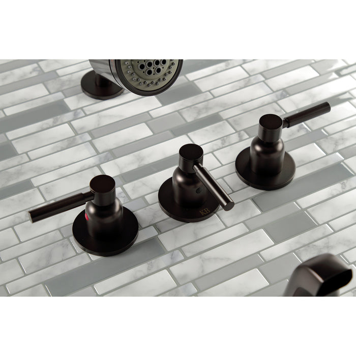 Kingston Sona KBX8135DL - Concord Triple-Handle Tub and Shower Faucet, Oil Rubbed Bronze