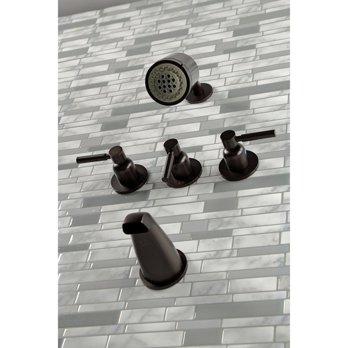 Kingston Sona KBX8135DL - Concord Triple-Handle Tub and Shower Faucet, Oil Rubbed Bronze