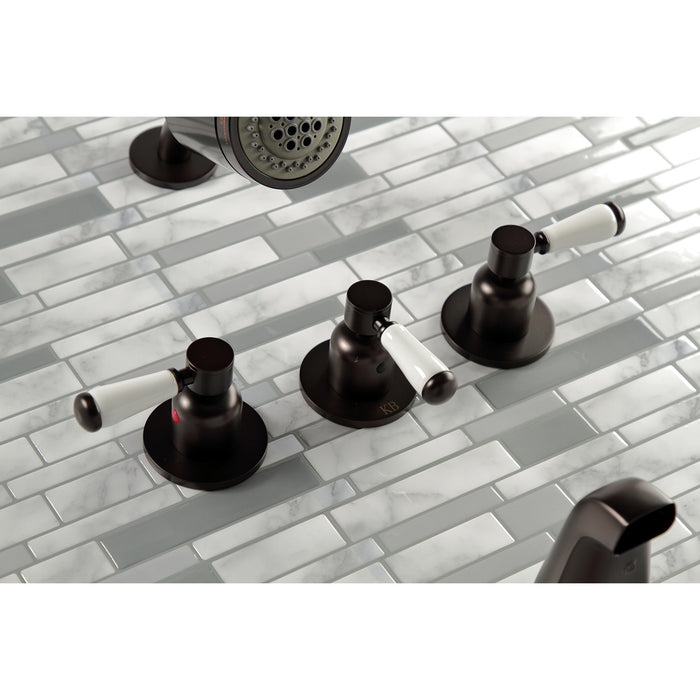 Kingston Tulare KBX8135DPL - Paris Triple-Handle Tub and Shower Faucet, Oil Rubbed Bronze