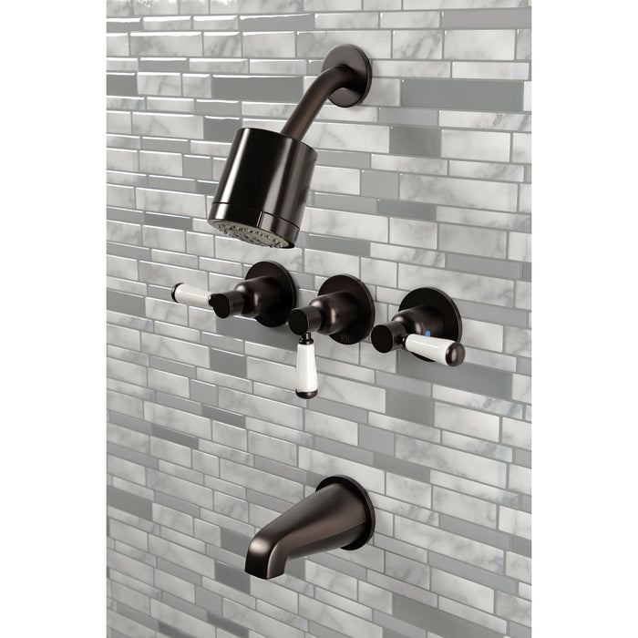 Kingston Tulare KBX8135DPL - Paris Triple-Handle Tub and Shower Faucet, Oil Rubbed Bronze