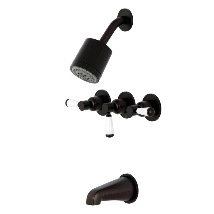 Kingston Tulare KBX8135DPL - Paris Triple-Handle Tub and Shower Faucet, Oil Rubbed Bronze