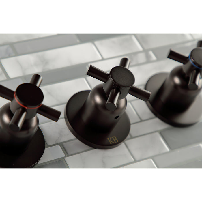 Kingston Sona KBX8135DX - Concord Triple-Handle Tub and Shower Faucet, Oil Rubbed Bronze