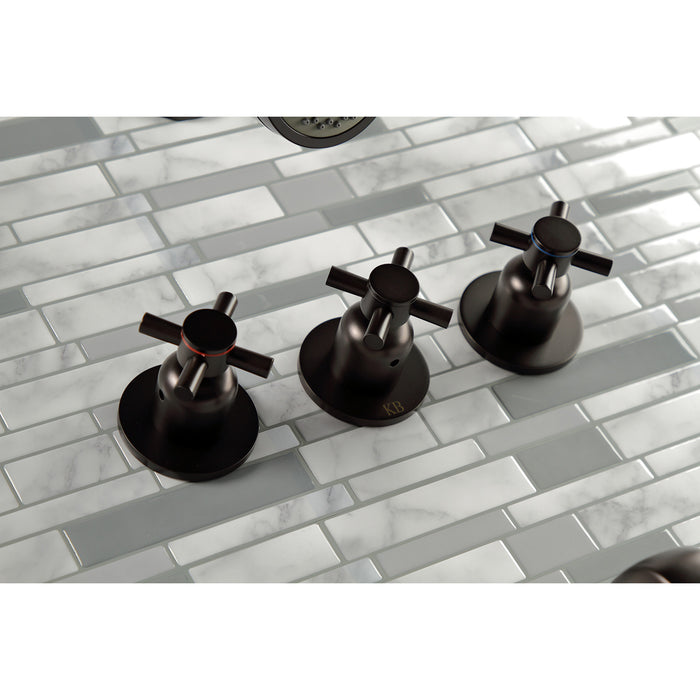 Kingston Sona KBX8135DX - Concord Triple-Handle Tub and Shower Faucet, Oil Rubbed Bronze