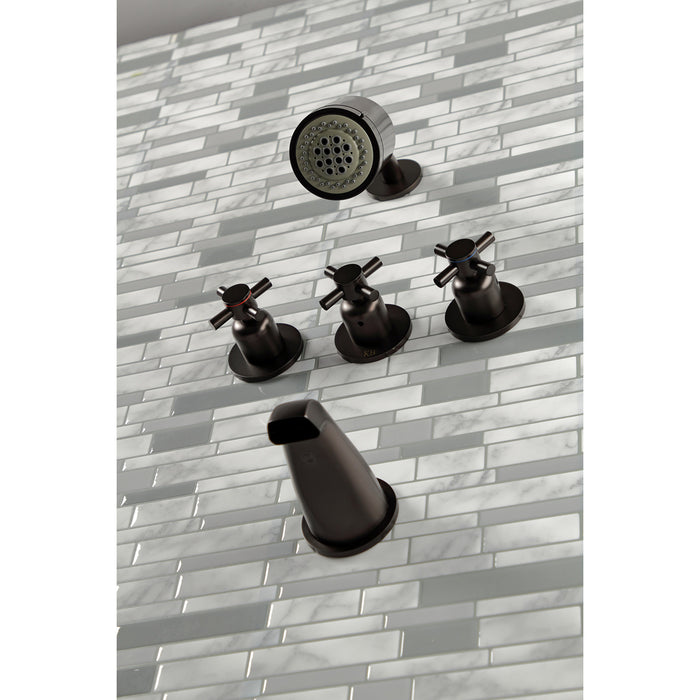 Kingston Sona KBX8135DX - Concord Triple-Handle Tub and Shower Faucet, Oil Rubbed Bronze