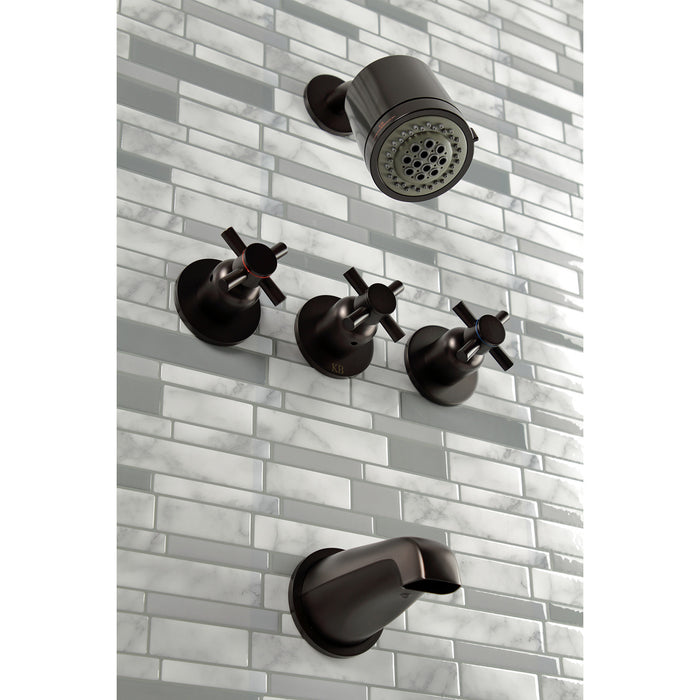 Kingston Sona KBX8135DX - Concord Triple-Handle Tub and Shower Faucet, Oil Rubbed Bronze