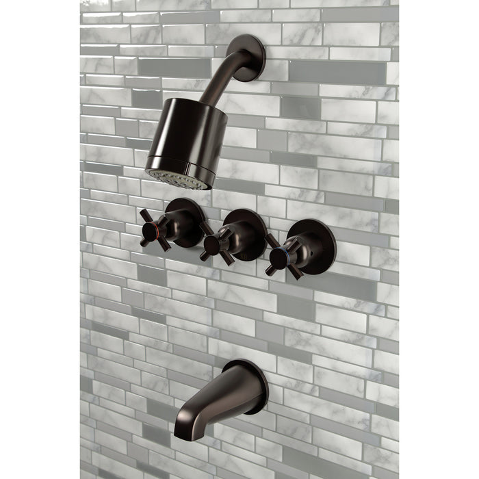 Kingston Sona KBX8135DX - Concord Triple-Handle Tub and Shower Faucet, Oil Rubbed Bronze