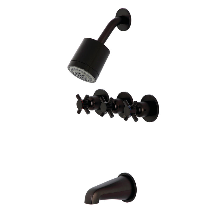 Kingston Sona KBX8135DX - Concord Triple-Handle Tub and Shower Faucet, Oil Rubbed Bronze