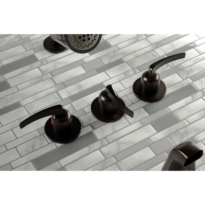 Kingston Tulare KBX8135EFL - Centurion Triple-Handle Tub and Shower Faucet, Oil Rubbed Bronze