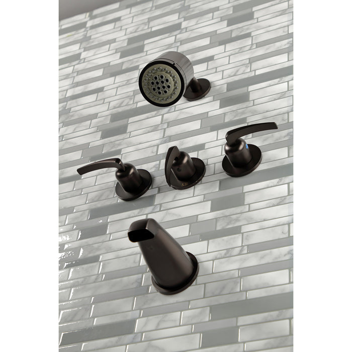 Kingston Tulare KBX8135EFL - Centurion Triple-Handle Tub and Shower Faucet, Oil Rubbed Bronze