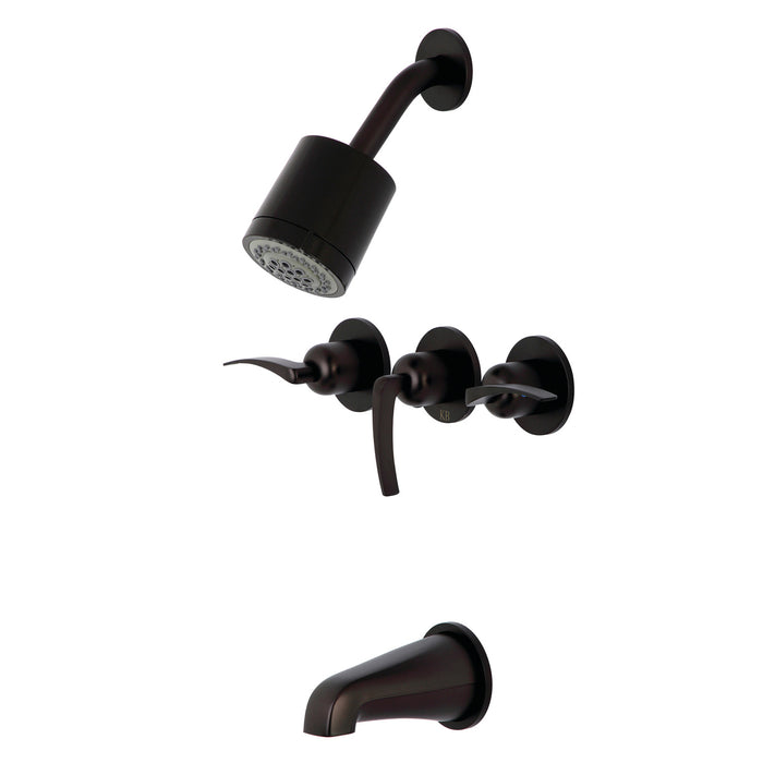 Kingston Tulare KBX8135EFL - Centurion Triple-Handle Tub and Shower Faucet, Oil Rubbed Bronze