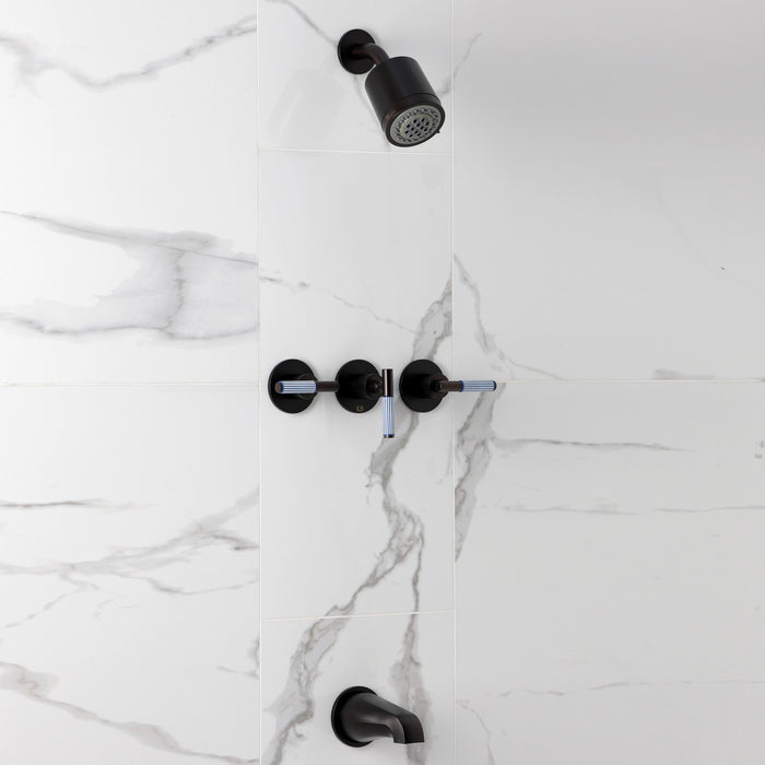 Kingston Verona KBX8135KPS Triple-Handle Tub and Shower Faucet, Oil Rubbed Bronze