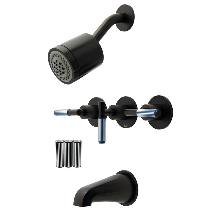 Kingston Verona KBX8135KPS Triple-Handle Tub and Shower Faucet, Oil Rubbed Bronze