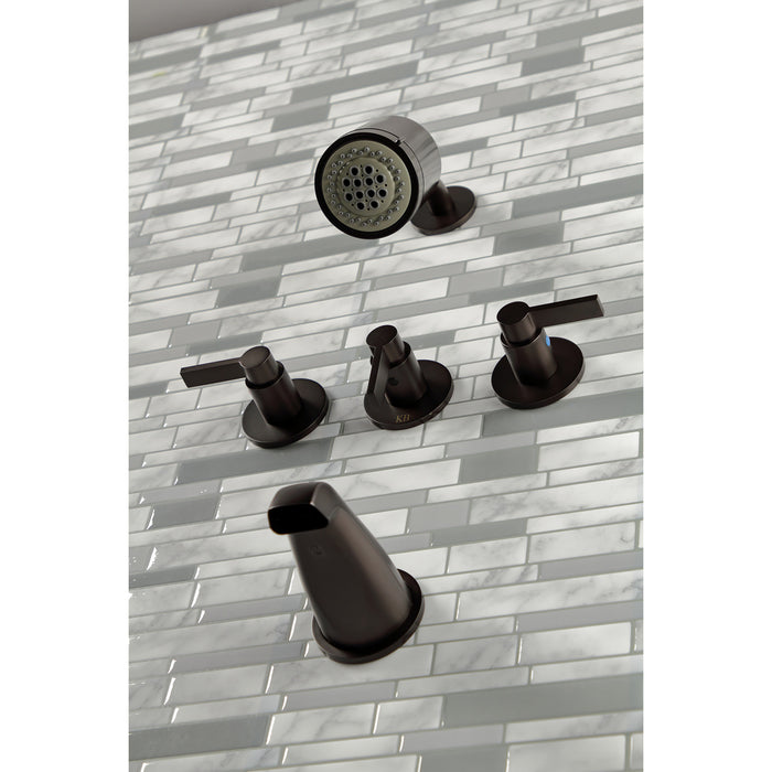 Kingston Sona KBX8135NDL - NuvoFusion Triple-Handle Tub and Shower Faucet, Oil Rubbed Bronze