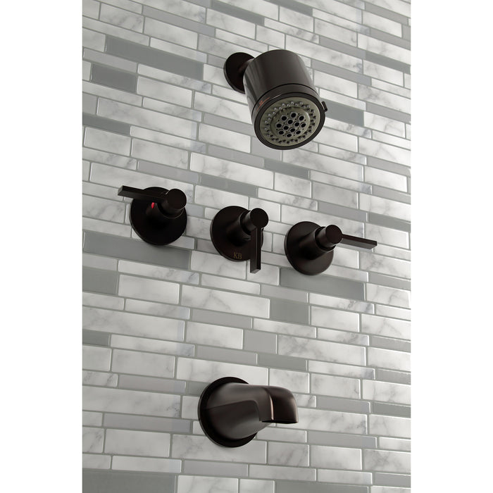 Kingston Sona KBX8135NDL - NuvoFusion Triple-Handle Tub and Shower Faucet, Oil Rubbed Bronze