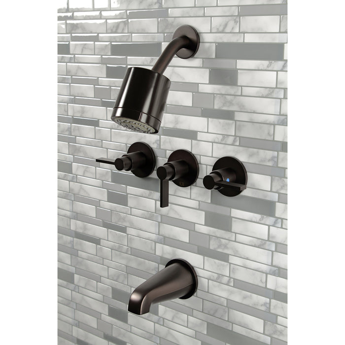Kingston Sona KBX8135NDL - NuvoFusion Triple-Handle Tub and Shower Faucet, Oil Rubbed Bronze