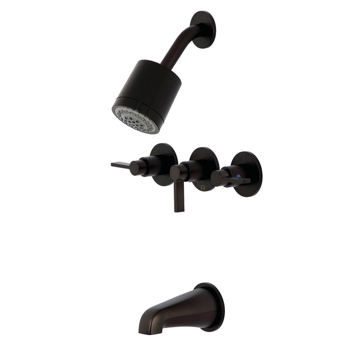 Kingston Sona KBX8135NDL - NuvoFusion Triple-Handle Tub and Shower Faucet, Oil Rubbed Bronze