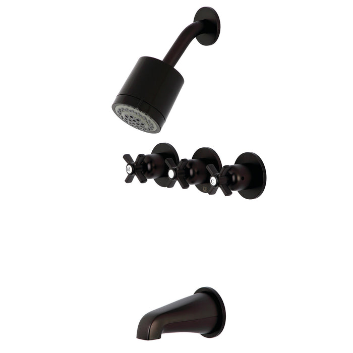 Kingston Tulare KBX8135ZX - Millennium Triple-Handle Tub and Shower Faucet, Oil Rubbed Bronze