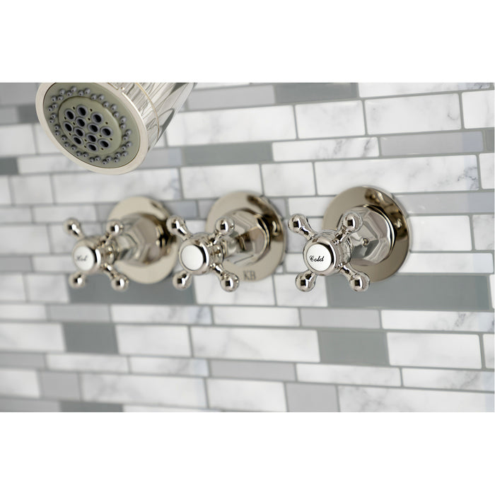 Kingston Tulare KBX8136BX - Metropolitan Triple-Handle Tub and Shower Faucet, Polished Nickel
