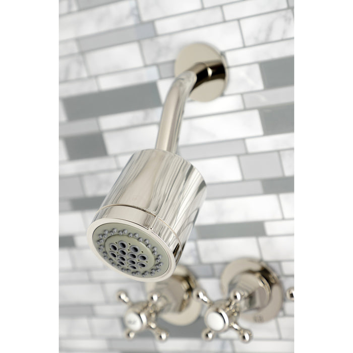 Kingston Tulare KBX8136BX - Metropolitan Triple-Handle Tub and Shower Faucet, Polished Nickel
