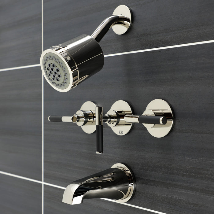 Kingston Sona KBX8136CKL - Kaiser Triple-Handle Tub and Shower Faucet, Polished Nickel