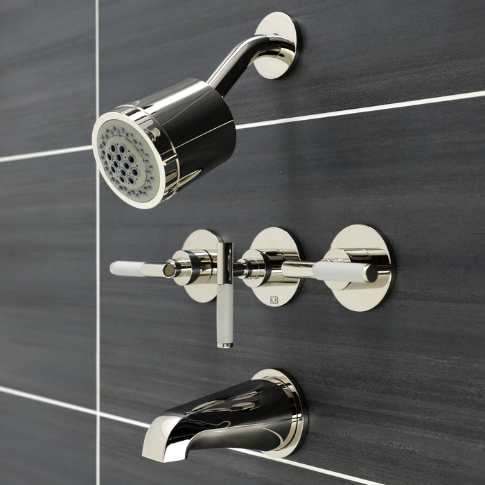 Kingston Sona KBX8136CKL - Kaiser Triple-Handle Tub and Shower Faucet, Polished Nickel