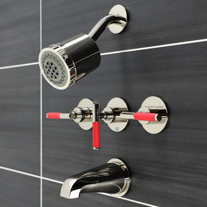 Kingston Sona KBX8136CKL - Kaiser Triple-Handle Tub and Shower Faucet, Polished Nickel