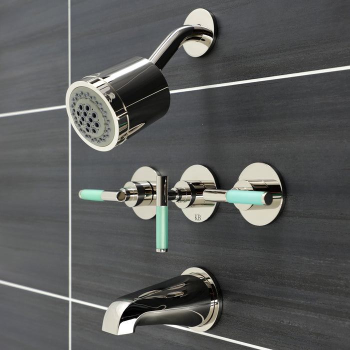 Kingston Sona KBX8136CKL - Kaiser Triple-Handle Tub and Shower Faucet, Polished Nickel