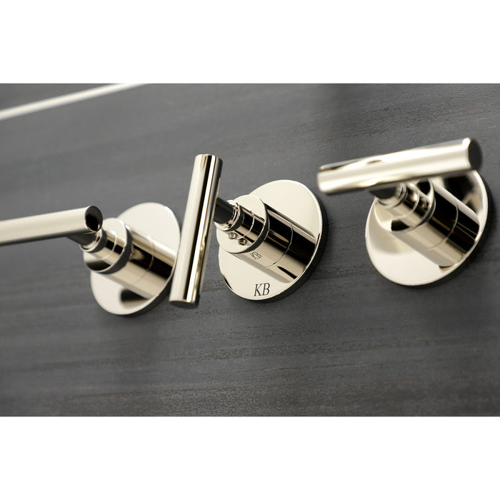 Kingston Sona KBX8136CML - Manhattan Triple-Handle Tub and Shower Faucet, Polished Nickel