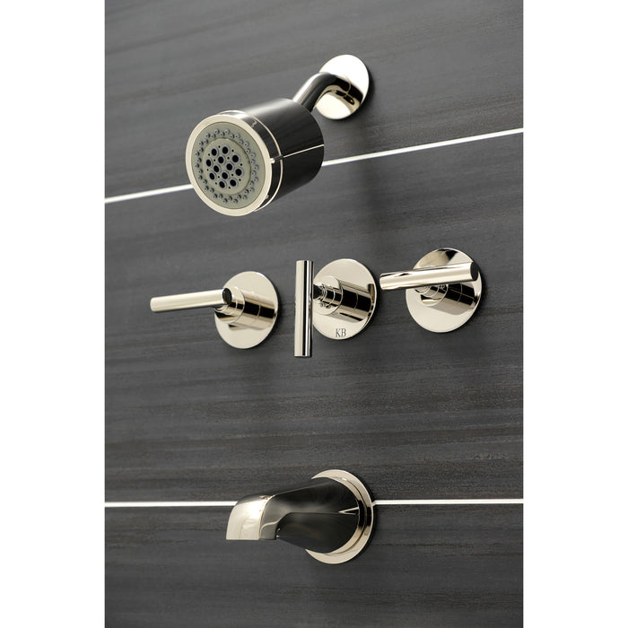 Kingston Sona KBX8136CML - Manhattan Triple-Handle Tub and Shower Faucet, Polished Nickel