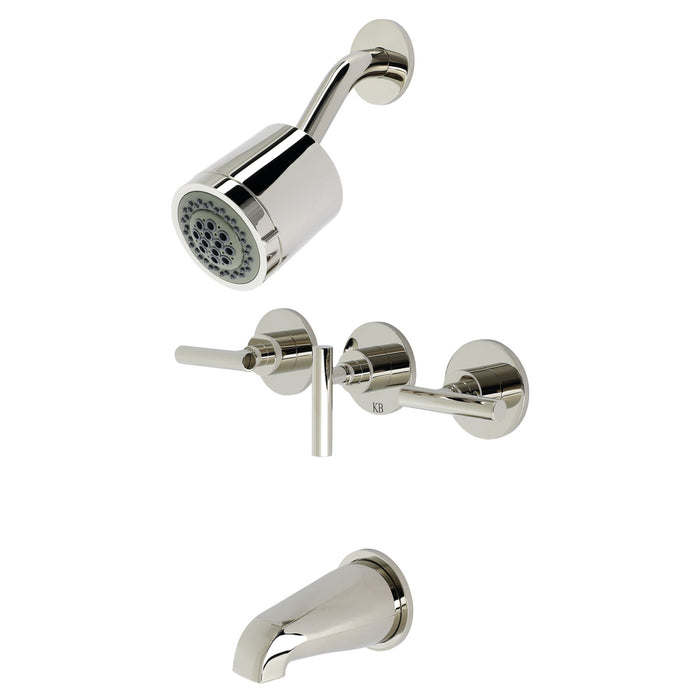 Kingston Sona KBX8136CML - Manhattan Triple-Handle Tub and Shower Faucet, Polished Nickel