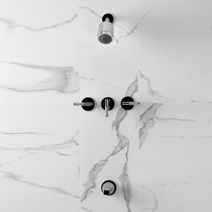 Kingston Verona KBX8136KPS Triple-Handle Tub and Shower Faucet, Polished Nickel