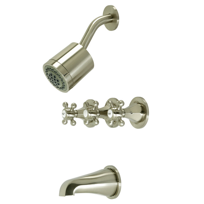 Kingston Tulare KBX8138BX - Metropolitan Triple-Handle Tub and Shower Faucet, Brushed Nickel