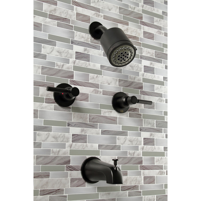 Kingston Sona KBX8140DL - Concord Double-Handle Tub and Shower Faucet, Matte Black