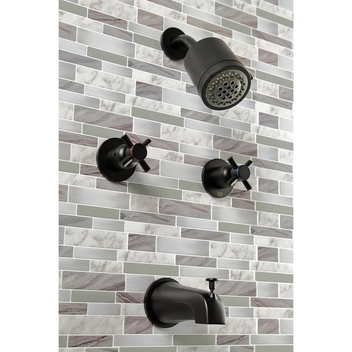 Kingston Sona KBX8140DX - Concord Double-Handle Tub and Shower Faucet, Matte Black