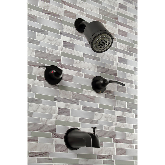 Kingston Tulare KBX8140EFL - Centurion Double-Handle Tub and Shower Faucet, Matte Black