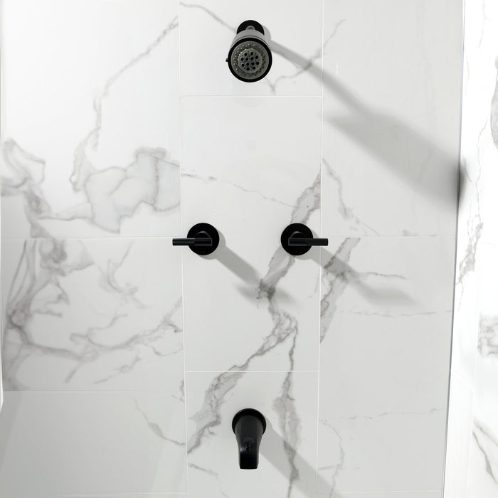 Convergent KBX8140KNL Double-Handle Tub and Shower Faucet with Knurled Handle, Matte Black