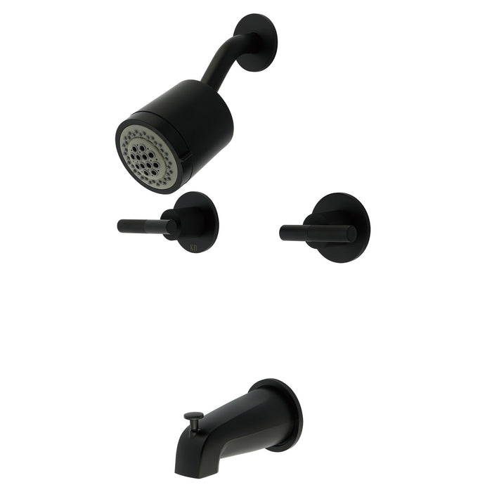 Convergent KBX8140KNL Double-Handle Tub and Shower Faucet with Knurled Handle, Matte Black
