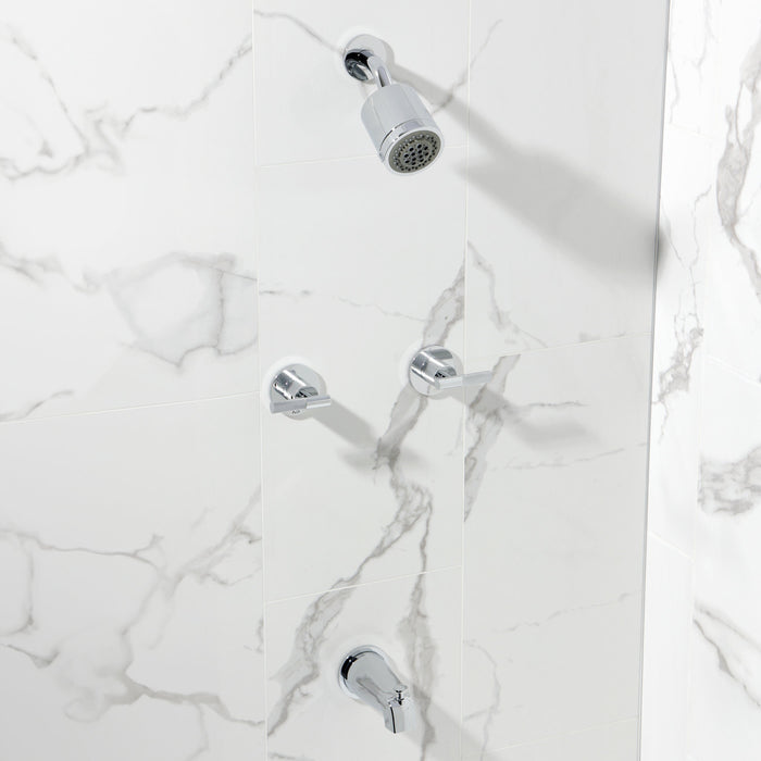 Kingston Sona KBX8141KNL - Convergent Double-Handle Tub and Shower Faucet with Knurled Handle, Polished Chrome