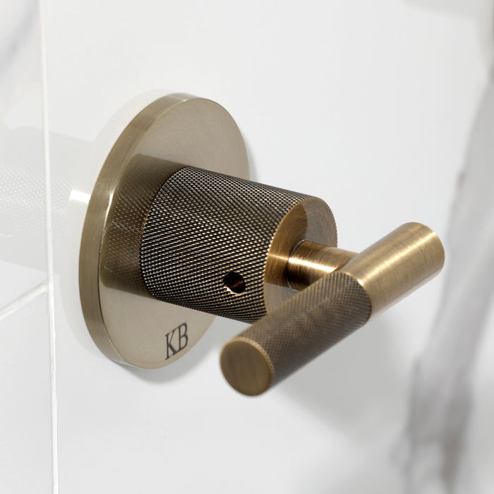 Kingston Sona KBX8143KNL - Convergent Double-Handle Tub and Shower Faucet with Knurled Handle, Antique Brass