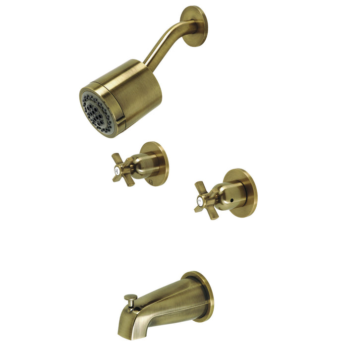 Kingston Tulare KBX8143ZX - Millennium Double-Handle Tub and Shower Faucet, Antique Brass