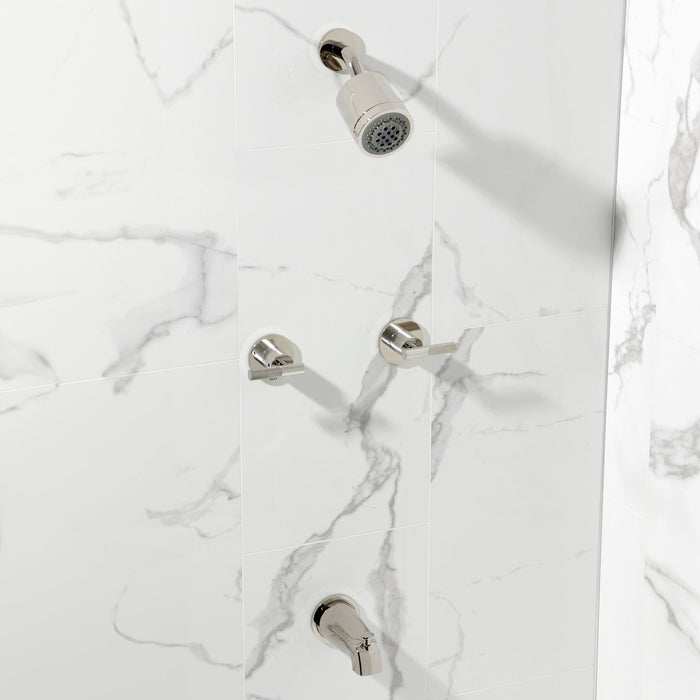 Kingston Sona KBX8146KNL - Convergent Double-Handle Tub and Shower Faucet with Knurled Handle, Polished Nickel