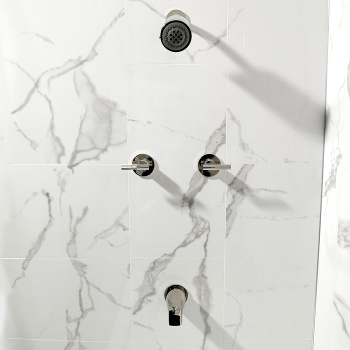 Kingston Sona KBX8146KNL - Convergent Double-Handle Tub and Shower Faucet with Knurled Handle, Polished Nickel