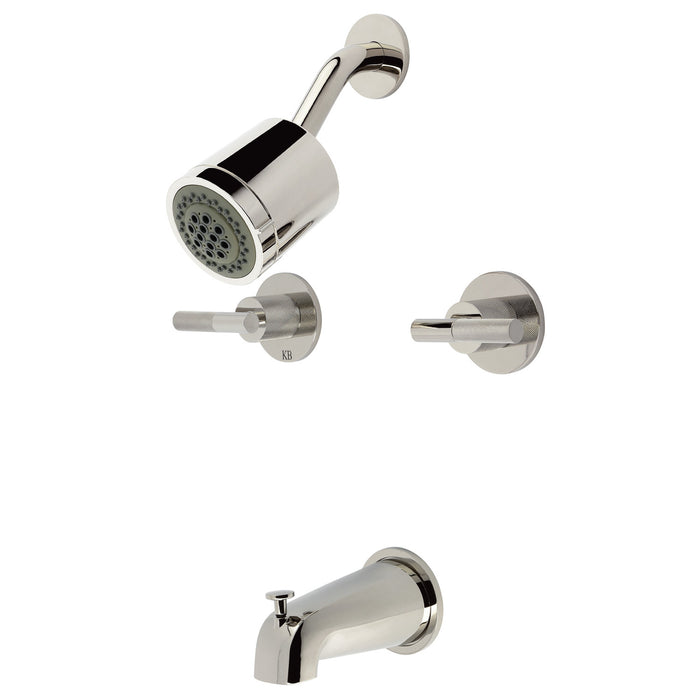 Kingston Sona KBX8146KNL - Convergent Double-Handle Tub and Shower Faucet with Knurled Handle, Polished Nickel