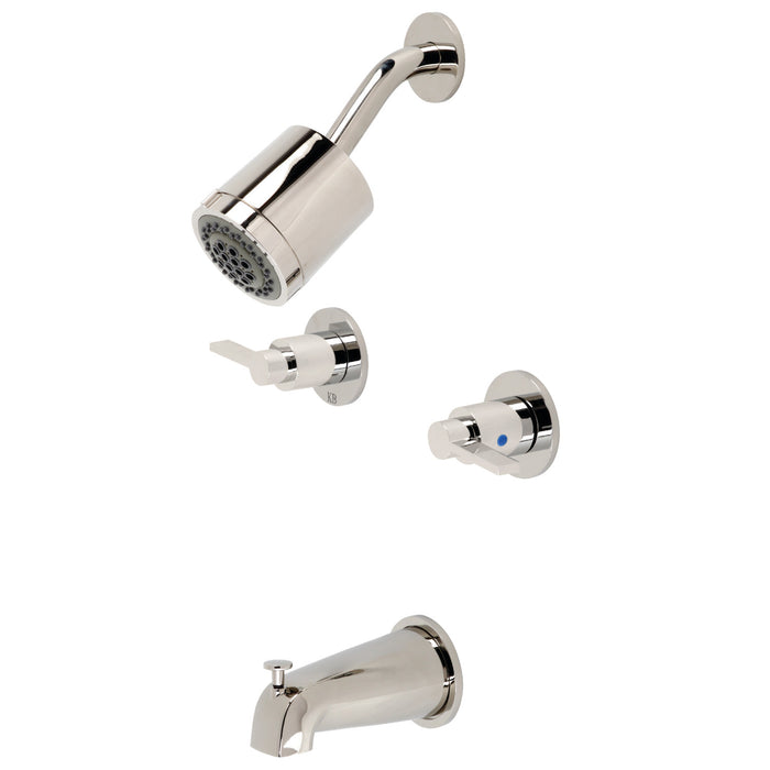 Kingston Sona KBX8146NDL - NuvoFusion Double-Handle Tub and Shower Faucet, Polished Nickel