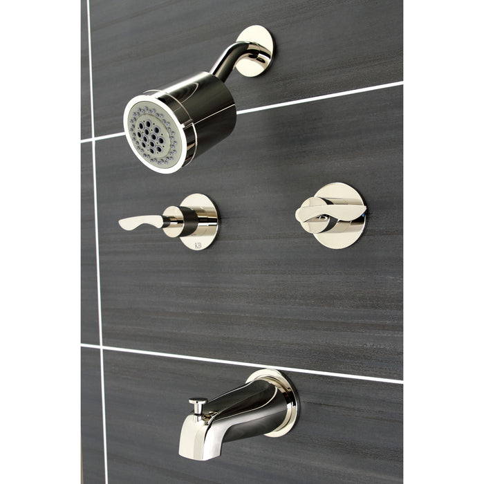 Kingston Tulare KBX8146SVL - Serena Double-Handle Tub and Shower Faucet, Polished Nickel